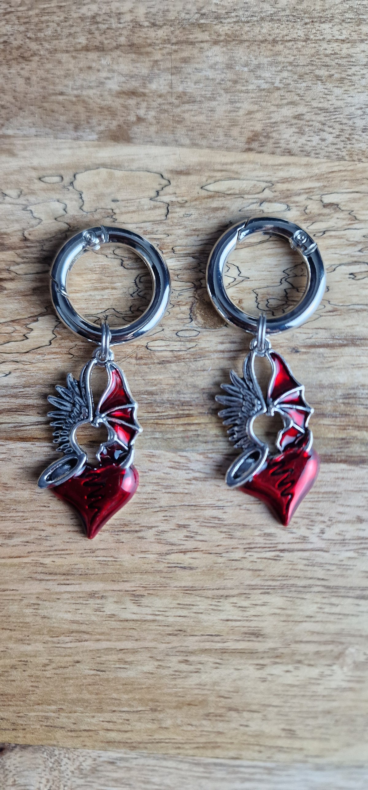 Bijoux simples sur brides arrière - Coeur ailes d'Ange & Diable