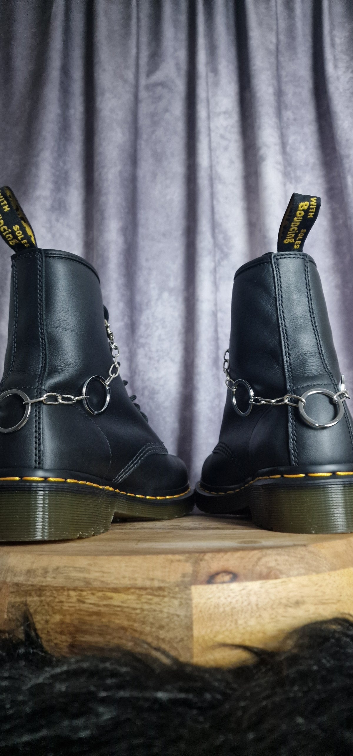Bijoux chaînes sur lacets - Anneaux upcyclés et pics