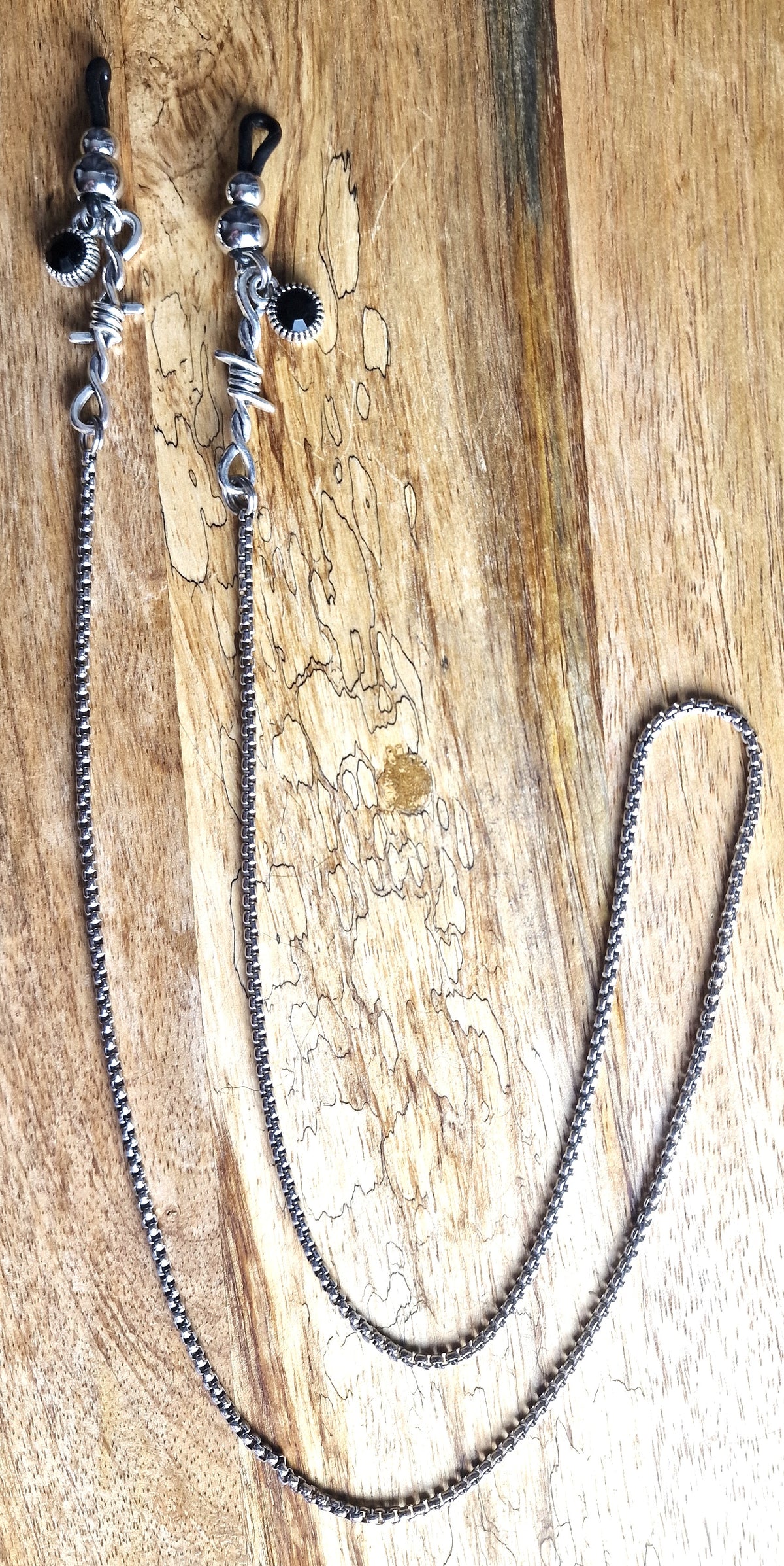 Chaine de lunettes - Strass, barbelé & billes