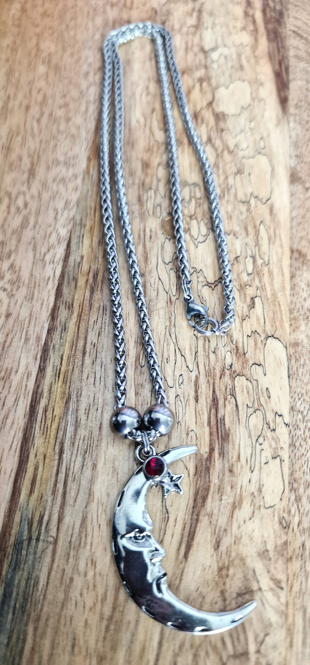 Collier - Lune,  Strass & billes