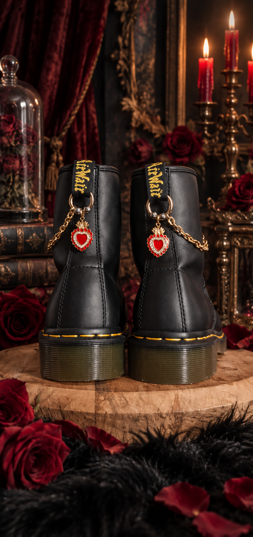 Bijoux chaînes sur brides arrière et lacets - Coeur