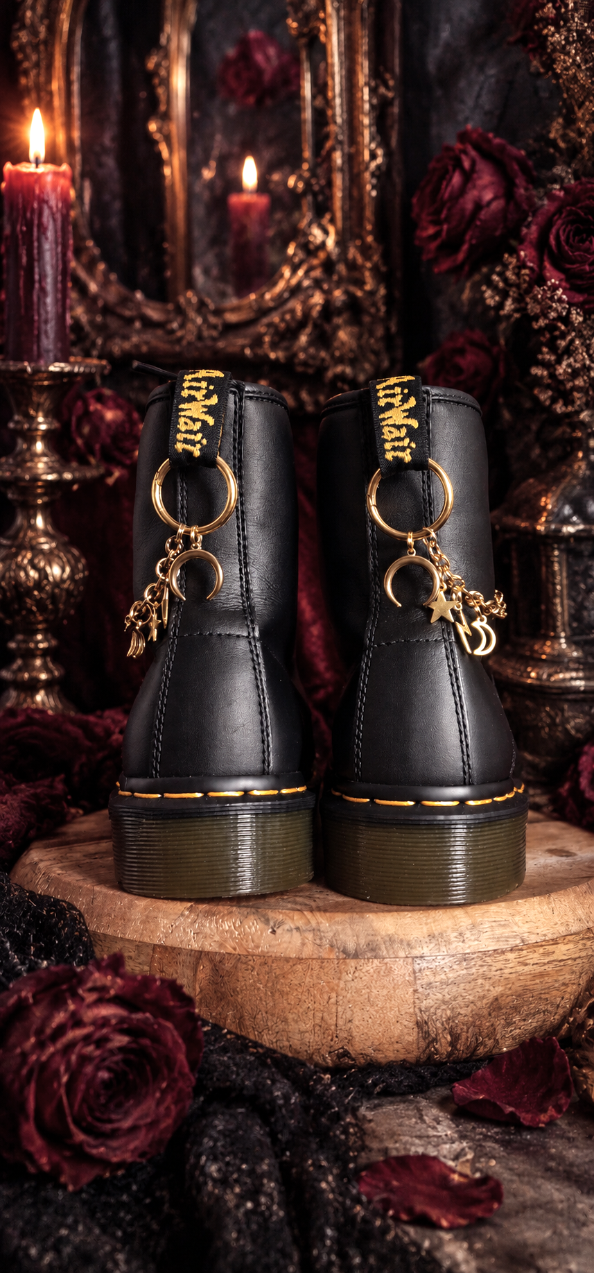 Bijoux chaînes sur brides arrière et lacets - Lune étoiles & éclair
