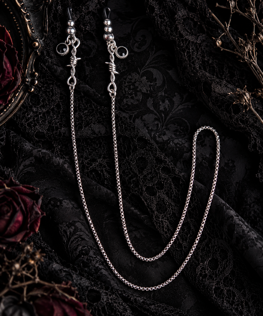 Chaine de lunettes - Strass, barbelé & billes