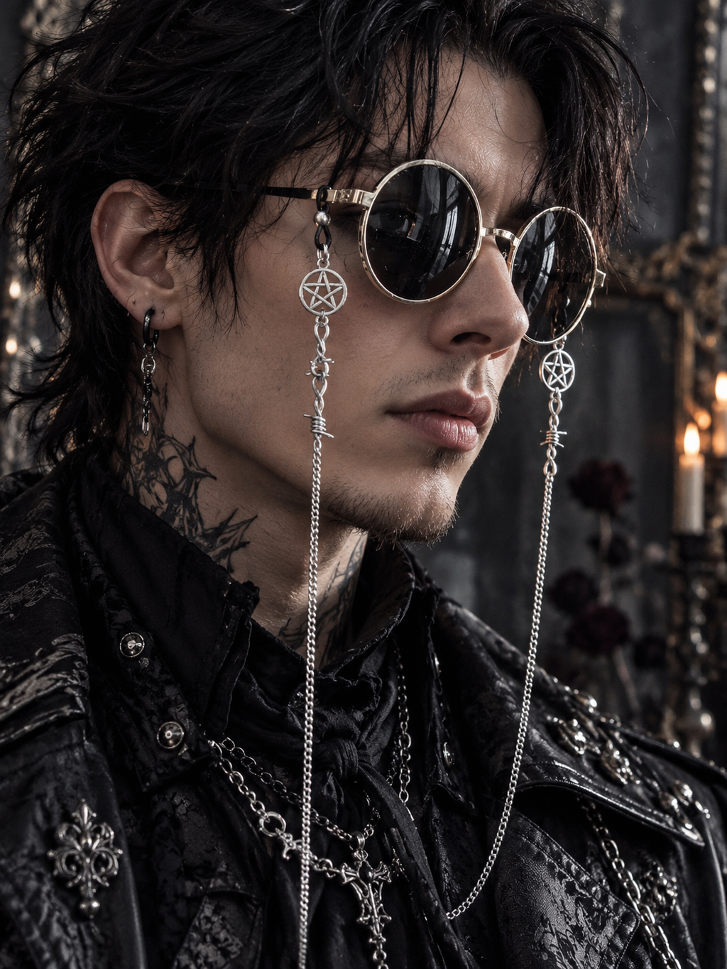 Chaîne de lunettes - Pentacle & barbelé