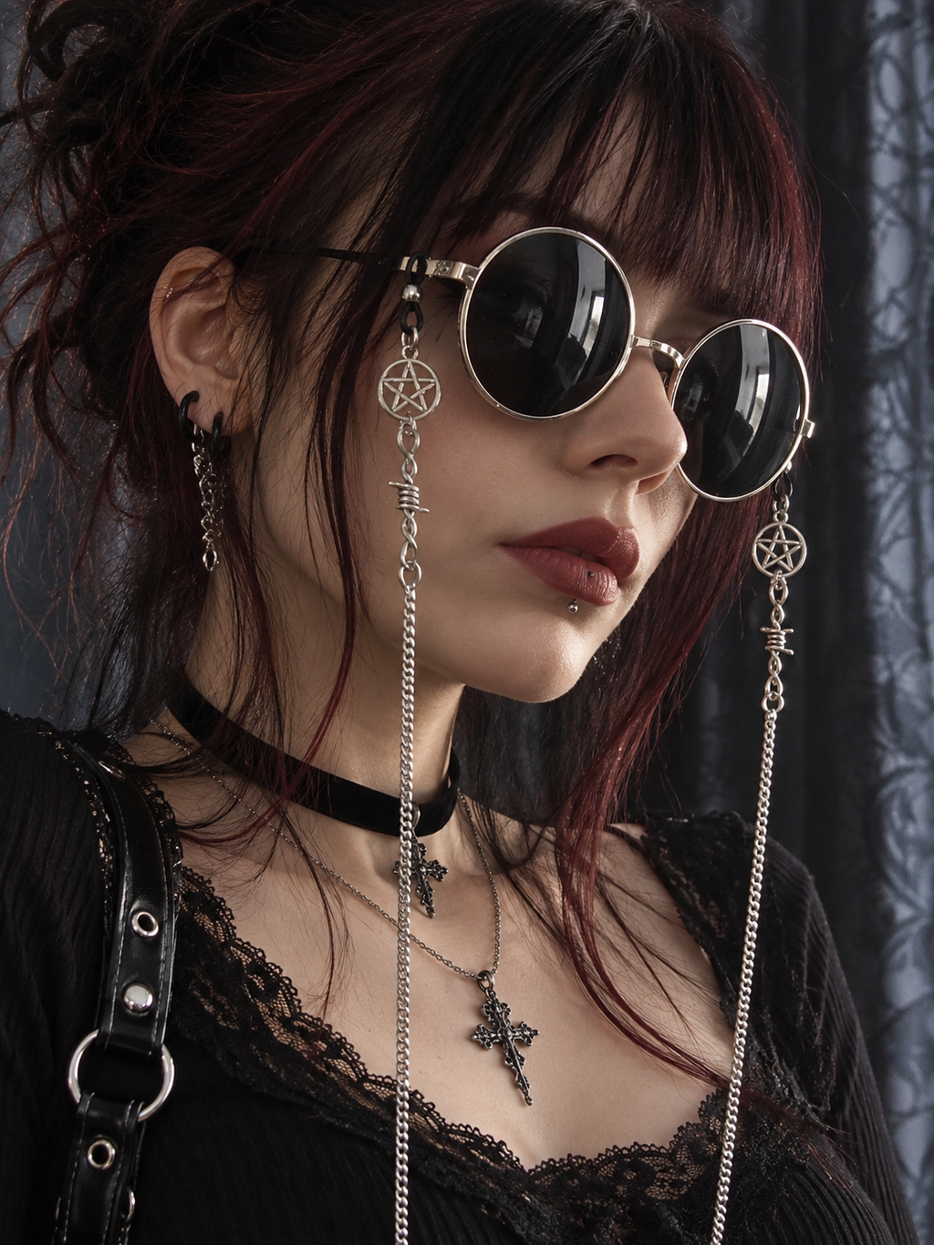 Chaîne de lunettes - Pentacle & barbelé