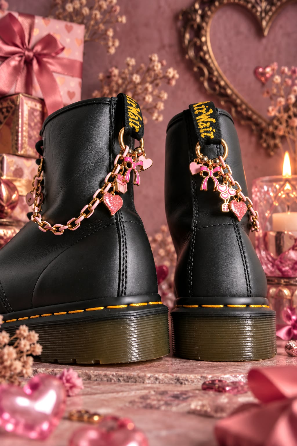 Bijoux chaînes sur brides arrière et lacets - Coeurs, noeud & cadeau