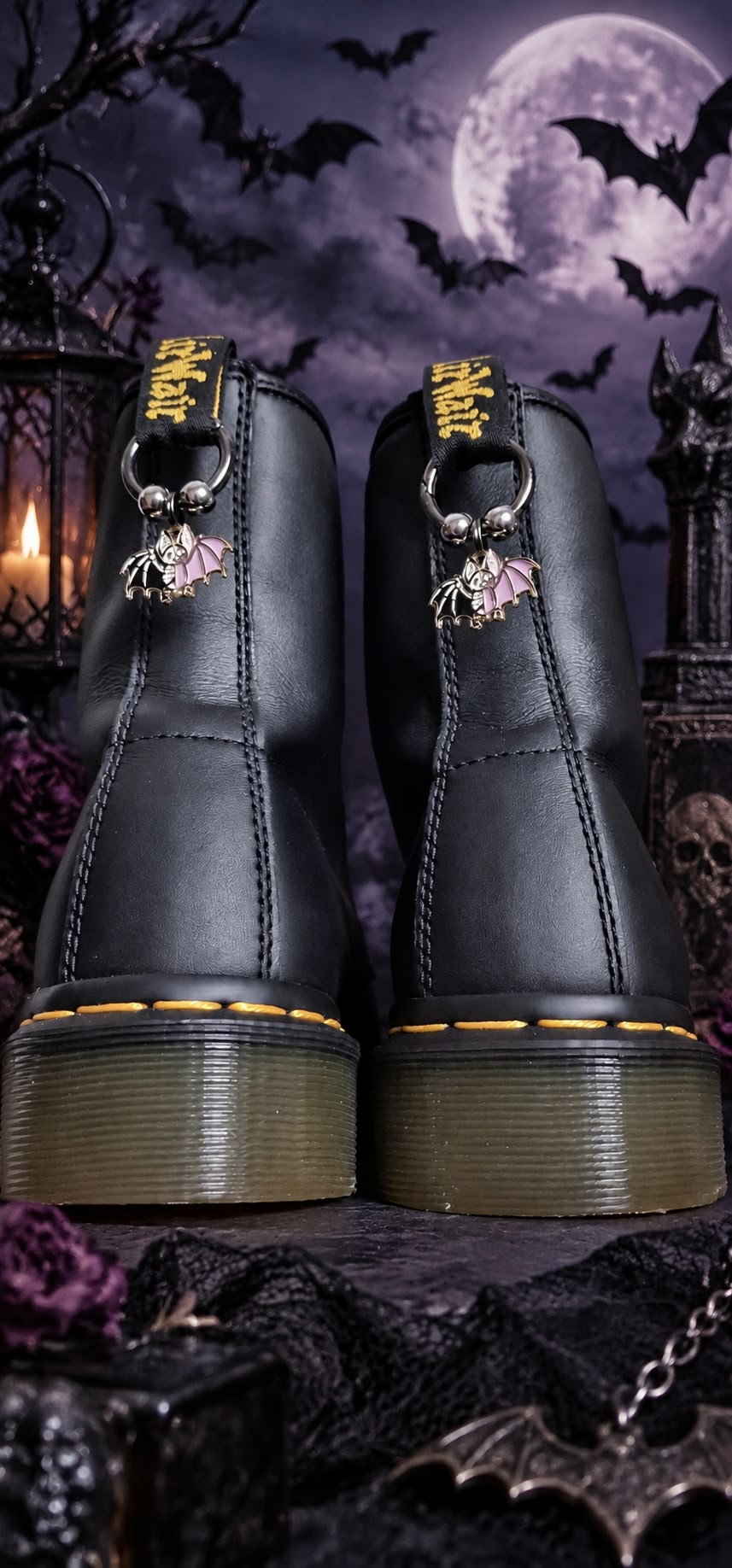 Bijoux simples sur brides arrière - Chauve-souris & Squelette