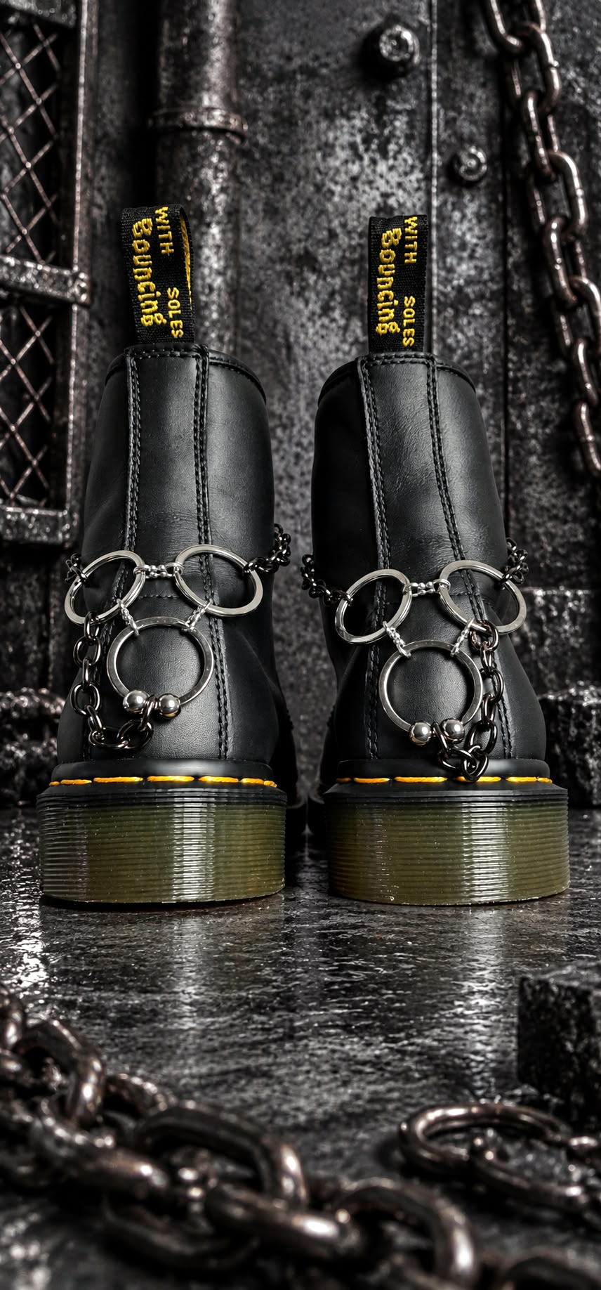 Bijoux chaînes sur lacets - Anneaux upcyclés, billes & chainette