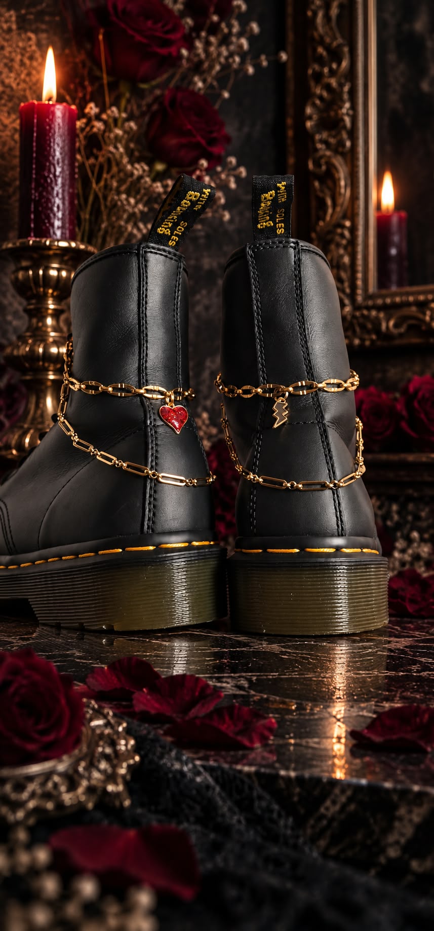 Bijoux chaînes sur lacets - Cœur & éclair