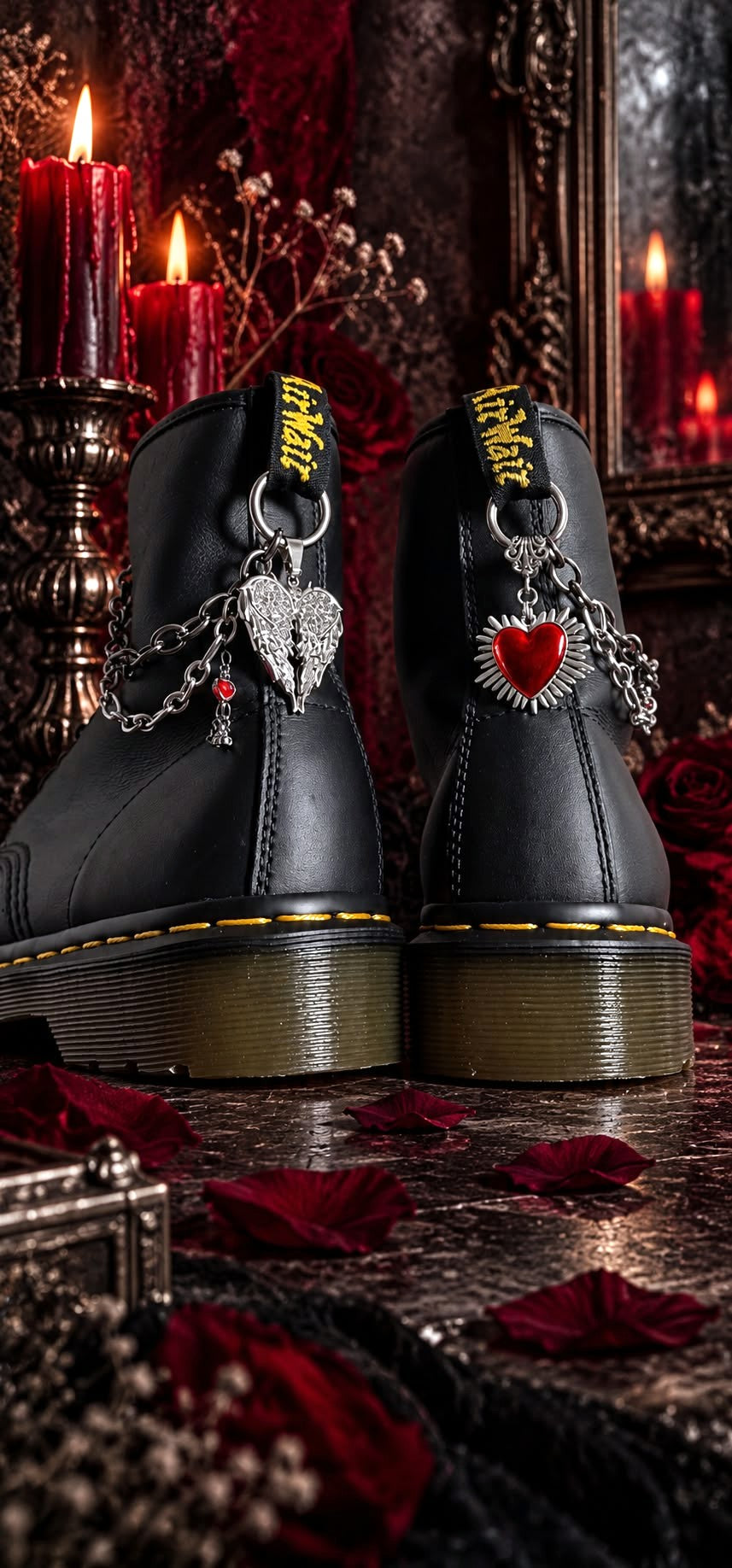 Bijoux chaînes sur brides arrière et lacets - Ailes d'Ange & coeur