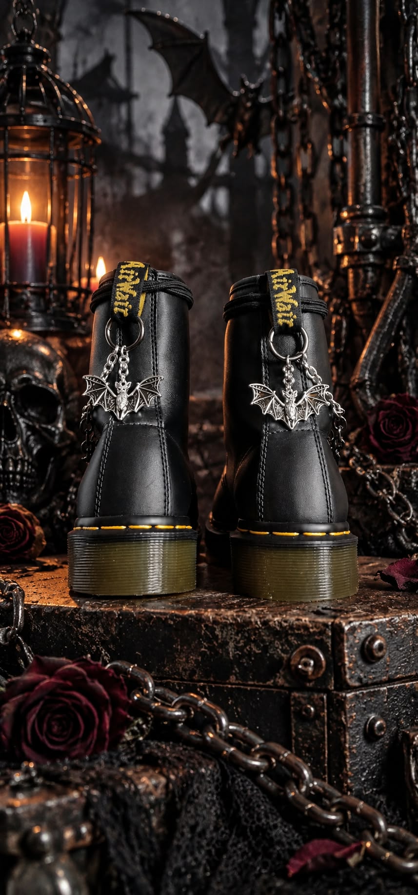 Bijoux chaînes sur brides arrière et lacets - Chauve-souris