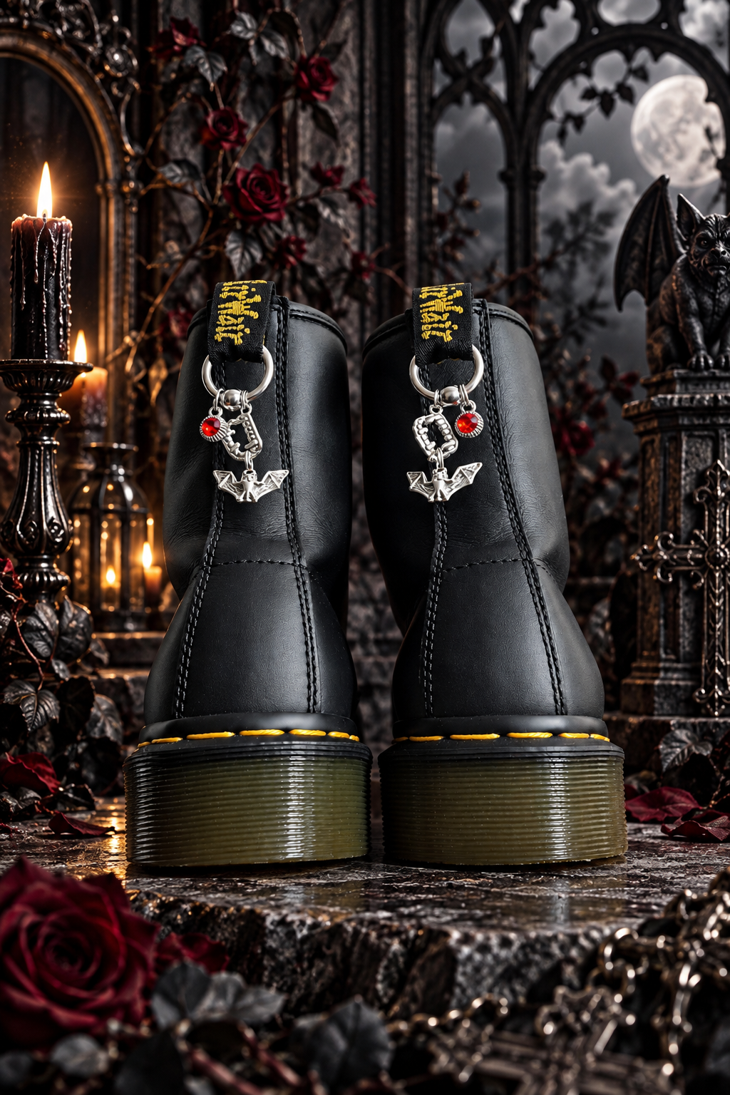 Bijoux simples sur brides arrière - Chauve-souris vampire & Strass rouge