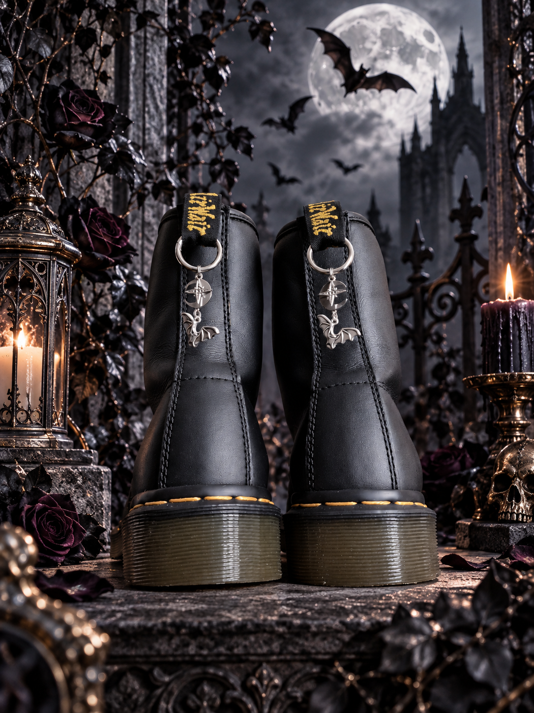 Bijoux simples sur brides arrière - Chauve-souris, lune & étoile