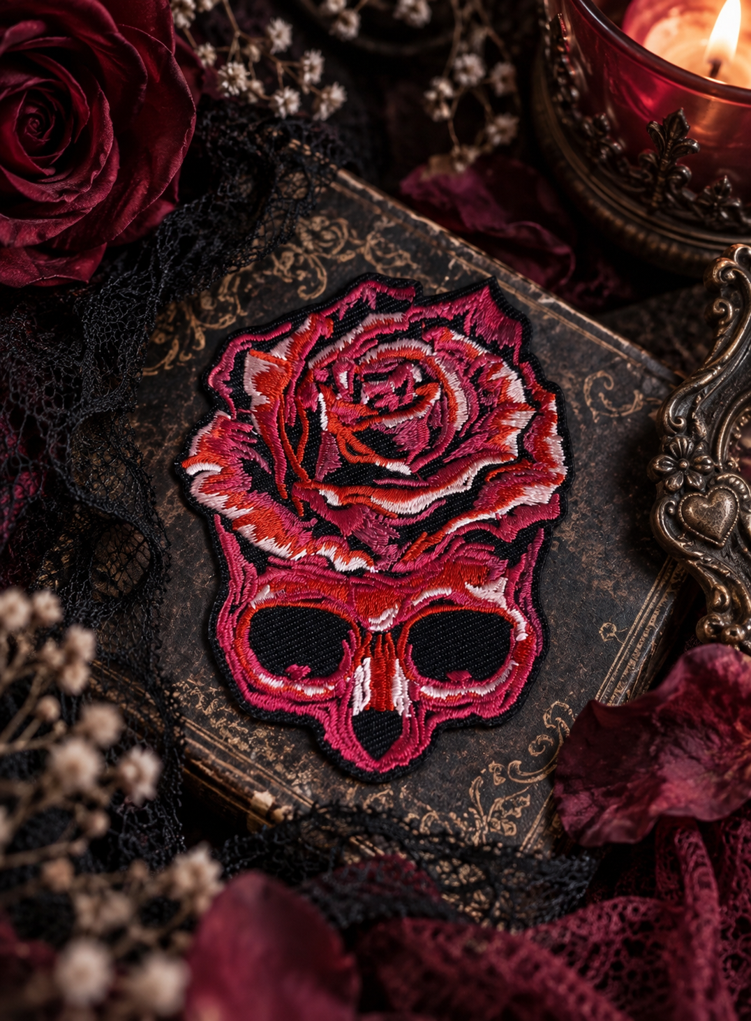 Patch thermocollant - Crâne & rose