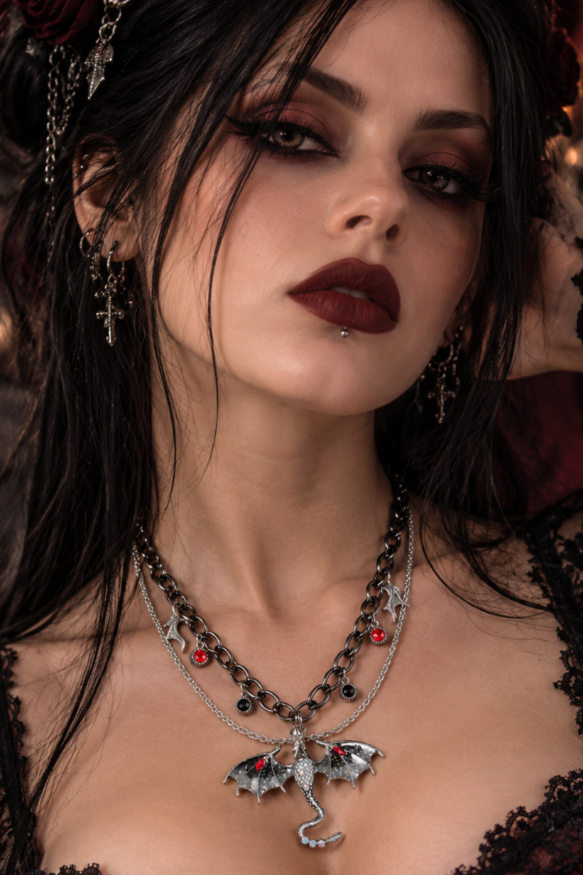 Collier fantaisie - Dragon & strass