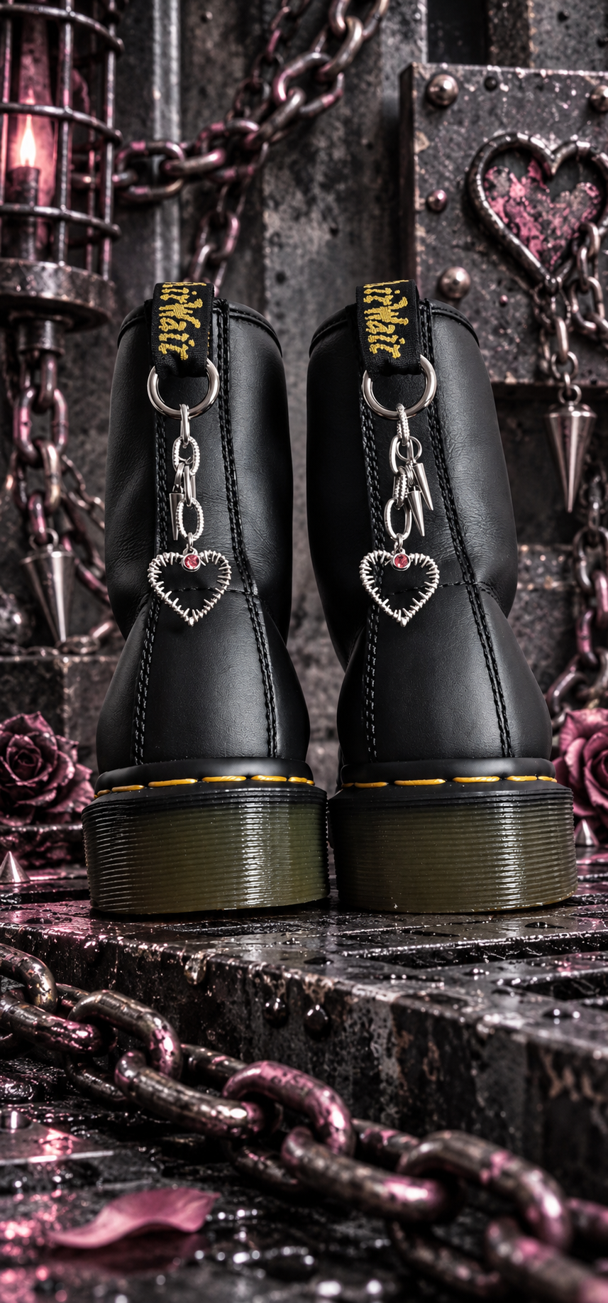 Bijoux simples sur brides arrière - Coeur, chaine, pics & Strass