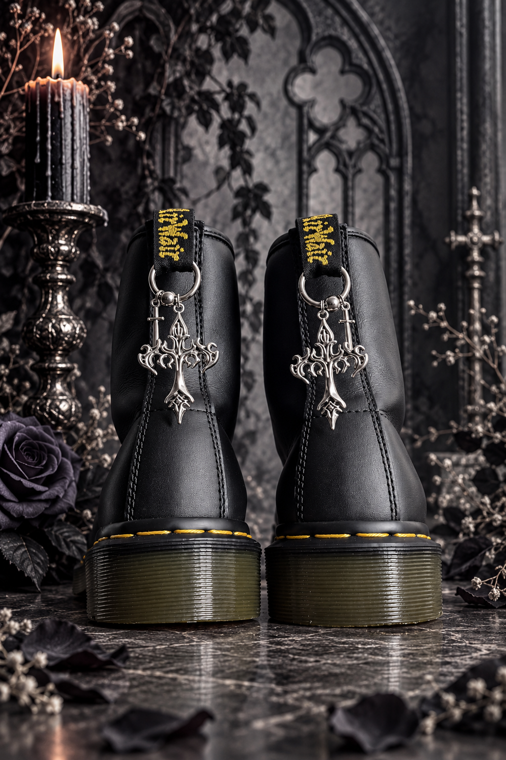 Bijoux simples sur brides arrière - Croix en feu & dague