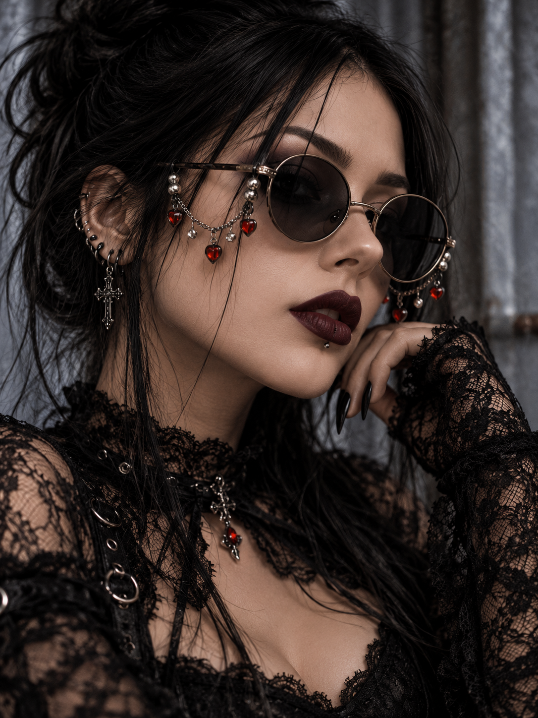 Bijoux simples de lunettes - Chainettes & strass coeurs